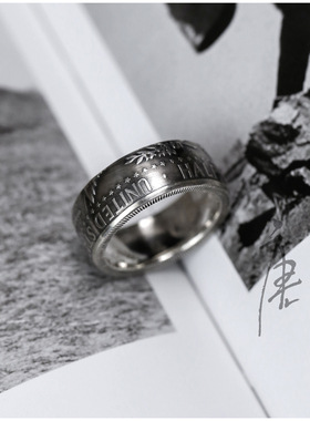 屾唐制造50美分银币欧美宽版戒指