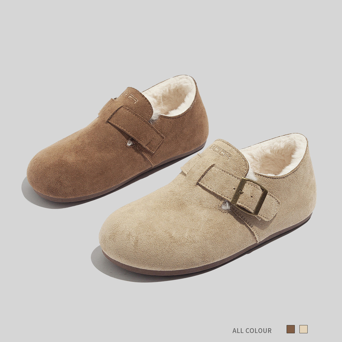 蓓尔毛毛全包加绒勃肯鞋女2025秋冬新款平底懒人一脚蹬豆豆棉鞋子,淘宝优惠券,粉丝福利购,淘宝优惠卷