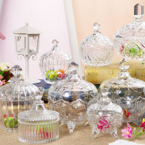 Creative with lid glass Candy Jar Snacks Storage Tank Sugar Jars First Accessories Box Dry Fruit Flush room Pendulum Fitting