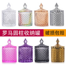 Roman glass First decoration box Girl Hearts Candy Jar pen holder Pen Holder cotton stick Box Makeup Brush Containing box storage jar