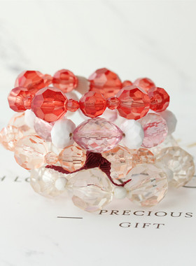 美式风透明橙色不规则可叠戴手链