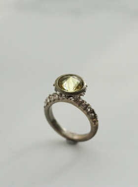 欧美外贸做旧多刻面小众经典宝塔满钻装饰15号戒指