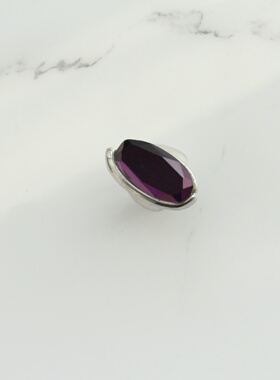 欧美复古外贸流线型设计深紫色夸张装饰椭圆16码个性小众孤品戒指
