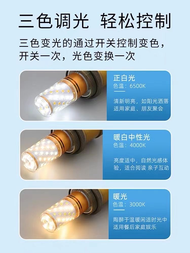 欧普led灯泡e27e14大小螺口玉米灯家用超亮节能水晶吊灯三色变光-图2