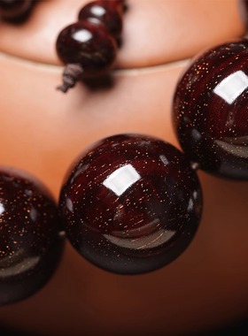 普陀山唐域印度小叶紫檀手串满金星老料佛珠檀木念珠手链护身符龙