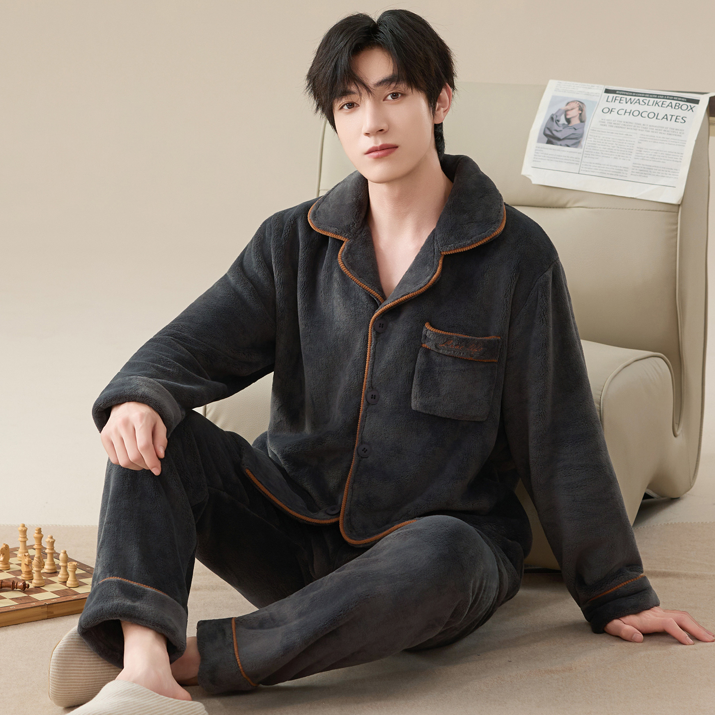 芬腾可安睡衣男款男士冬季珊瑚绒加厚2025新款抗静电家居服秋冬天 - 图3