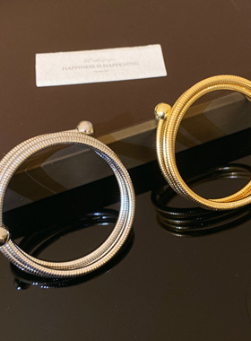 欧美时尚三层缠绕街拍手镯男女个性创意几何手环小众设计饰品