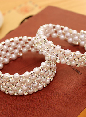 韩国时尚风多层珍珠缠绕螺旋手链