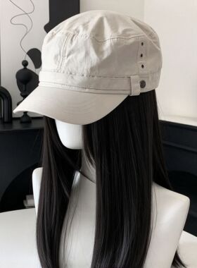 新款工装风马术帽大头围轻薄速干韩系鸭舌帽子宽帽檐显脸小女