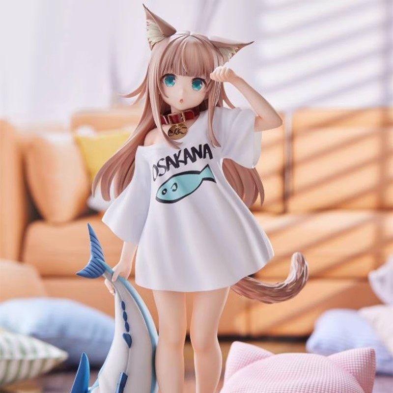 黄豆粉手办我家猫坐姿坐着吃鱼猫原画萝莉模型玩具玩偶公仔摆件,淘宝优惠券,粉丝福利购,淘宝优惠卷