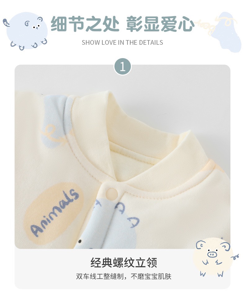 【HappyBaby】韩版新生婴儿秋冬新款衣服纯棉宝宝爬爬服哈衣连体 - 图2