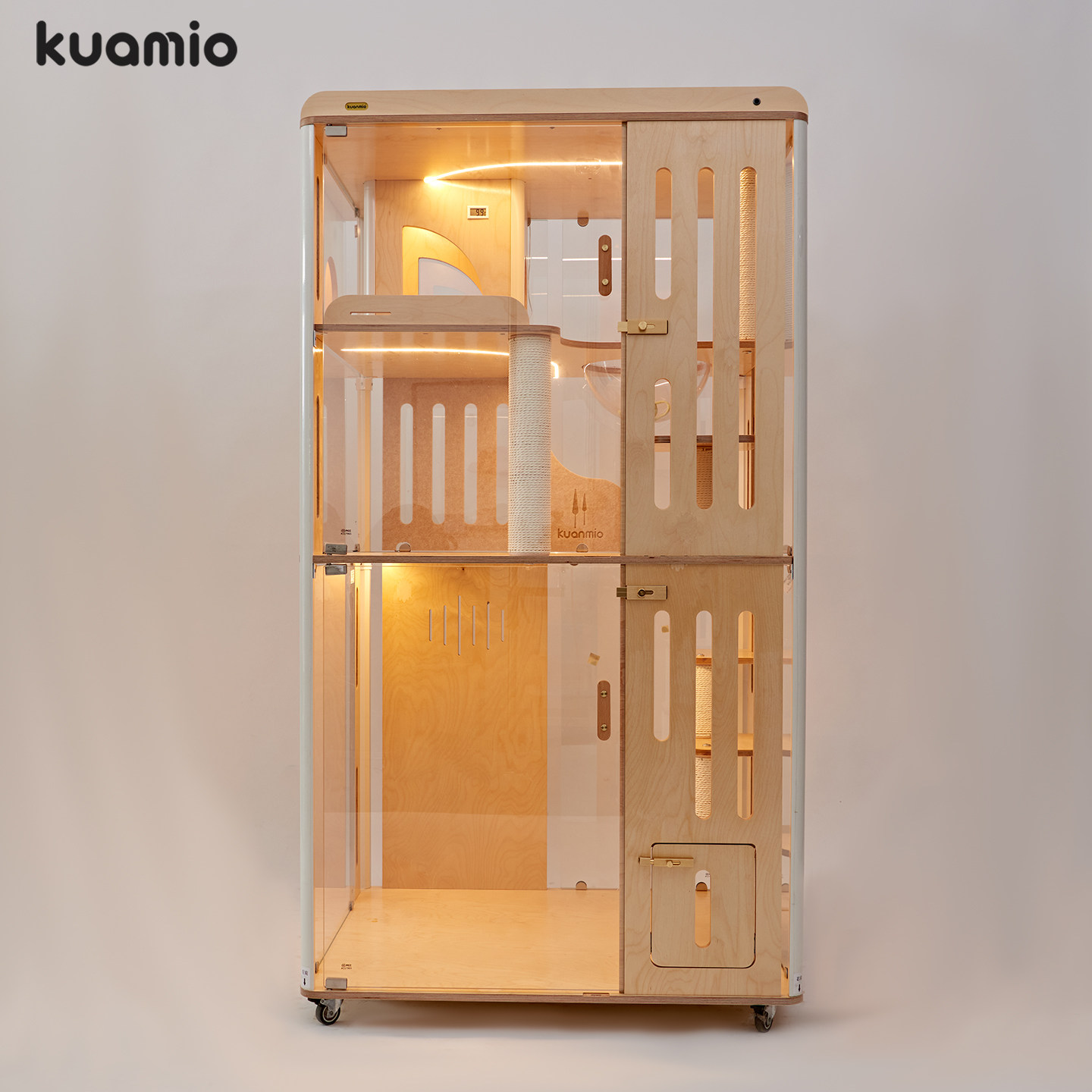 宽喵客厅防臭实木全景猫别墅可放自动猫砂盆钢化玻璃木质室内猫窝,淘宝优惠券,粉丝福利购,淘宝优惠卷