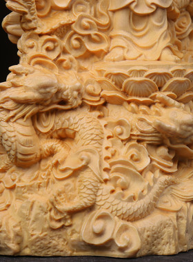 桧木精雕九龙观音佛像摆件 御龙菩萨家居寺庙佛堂装饰红木工艺品