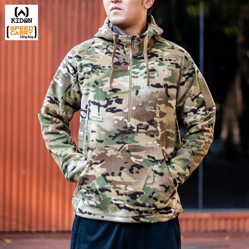 美国KIDON抓绒衣男斯派克SPIKE帽衫SHJ冬季保暖运动套头连帽卫衣 - 图3