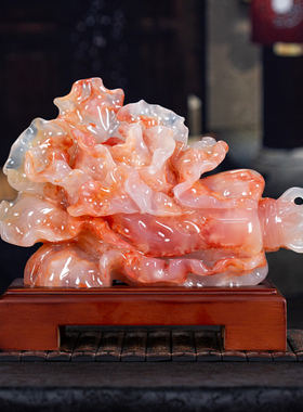 石诚记天然玉石白菜摆件中式客厅