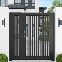 Outdoor Aluminum Art Villa Gate Aluminum Alloy Patio Door Self Built House Brief Countryside Single Double Open Hollowed-out Yard Door