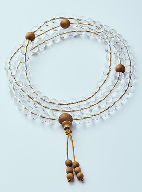 天然白水晶108颗多圈手链搭配印度老山檀手链手串女款百搭小清新