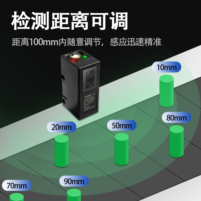 黑色方形光电开关传感器E3S-DS10E41 包装机漫反射型对射三线NPN - 图2