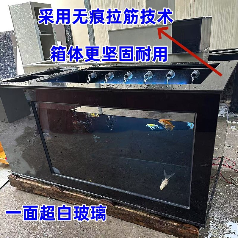 黑色款侧过滤鱼缸超白鱼缸锦鲤缸观赏鱼缸地缸轻体鱼缸水循环系统,淘宝优惠券,粉丝福利购,淘宝优惠卷