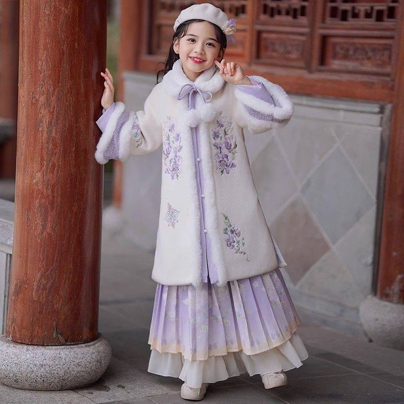 12岁冬季新款儿童汉服明制马面裙套装汉服女童冬季加绒儿童拜年服,淘宝优惠券,粉丝福利购,淘宝优惠卷