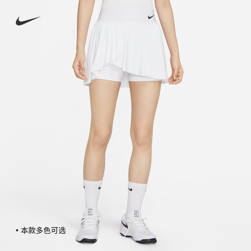 Nike耐克官方女子速干褶裥网球半身裙夏季不对称百褶裙拼接DR6850-图0