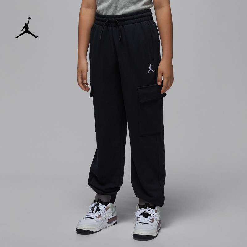耐克乔丹大童法式毛圈工装长裤春季男童机能风舒适JORDAN IF3739,淘宝优惠券,粉丝福利购,淘宝优惠卷