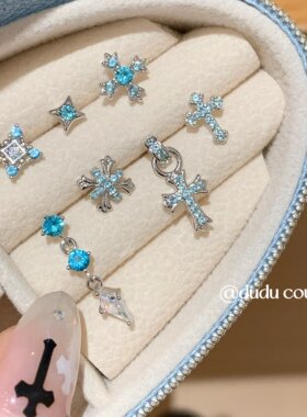 绿色钛钢耳钉耳骨钉睡觉免摘耳扣