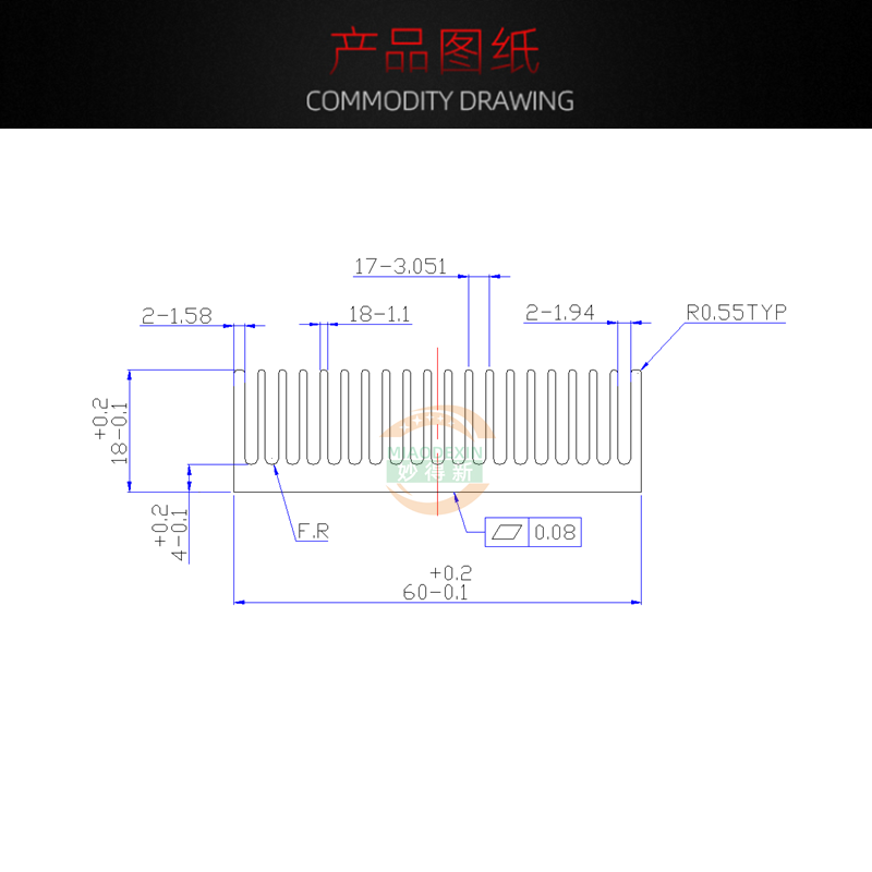 模块密齿散热片 铝制散热器 环保铝散热条 长条铝块150*60*18毫米 - 图0