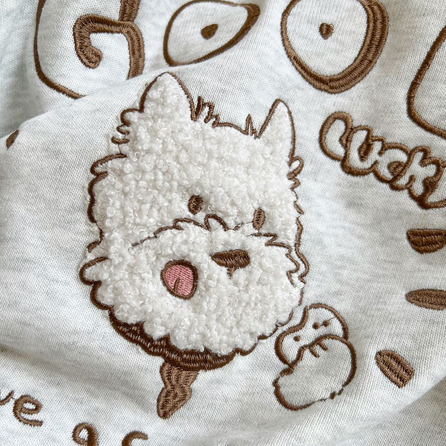 广州十三行女装白灰色无帽卫衣女秋冬加绒加厚韩系减龄假两件上衣 - 图2