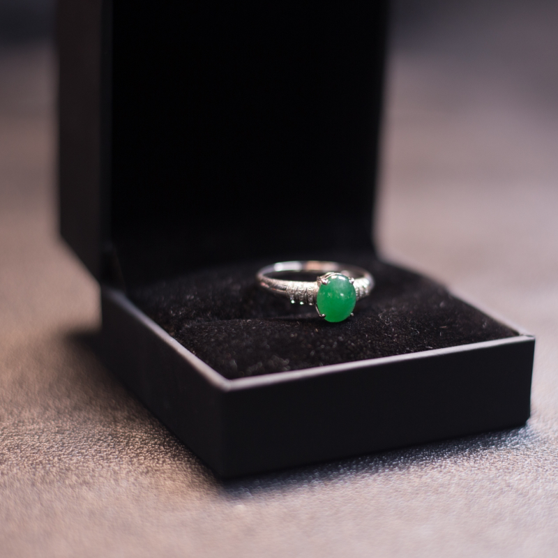 Juhuige Burmese natural grade A jade green ring