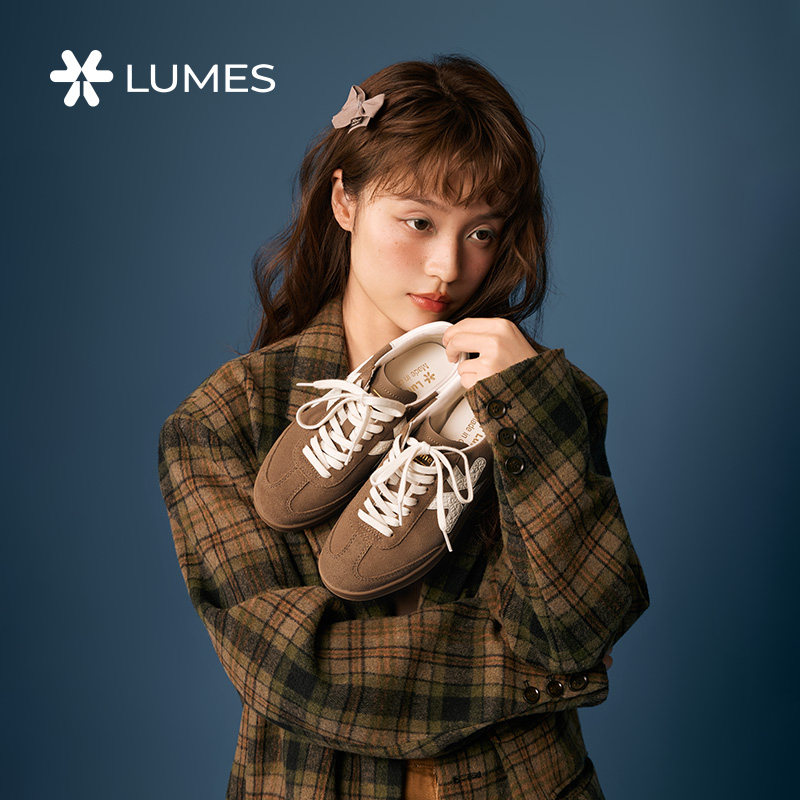 LUMES&YHGM德训鞋女款2026春季新款牛皮复古休闲百搭平底红色鞋子,淘宝优惠券,粉丝福利购,淘宝优惠卷