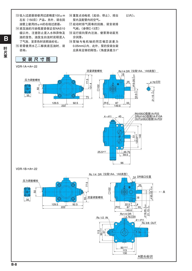 NACHI不二越叶片泵VDR-1B-2A2-22 VDR-1B-2A3 1B-2A4 1B-2A5 - 图2