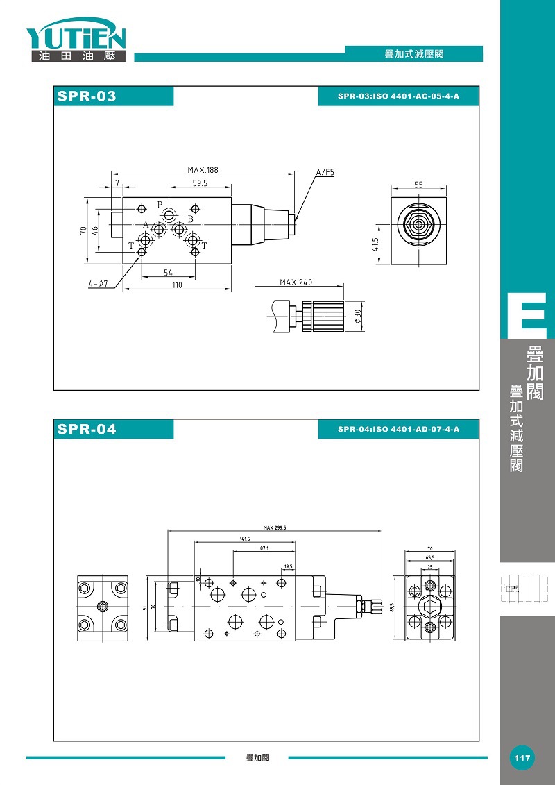 台湾油田YUTIEN叠加式减压阀SPR-03-A1 SPR-03-A2 SPR-03-A3 - 图1