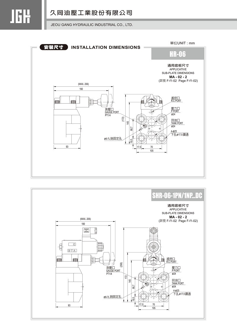 台湾久冈JGH電磁溢流閥SHR HR-06-1PN-2-30-D-W220-20/10 G24 10 - 图1