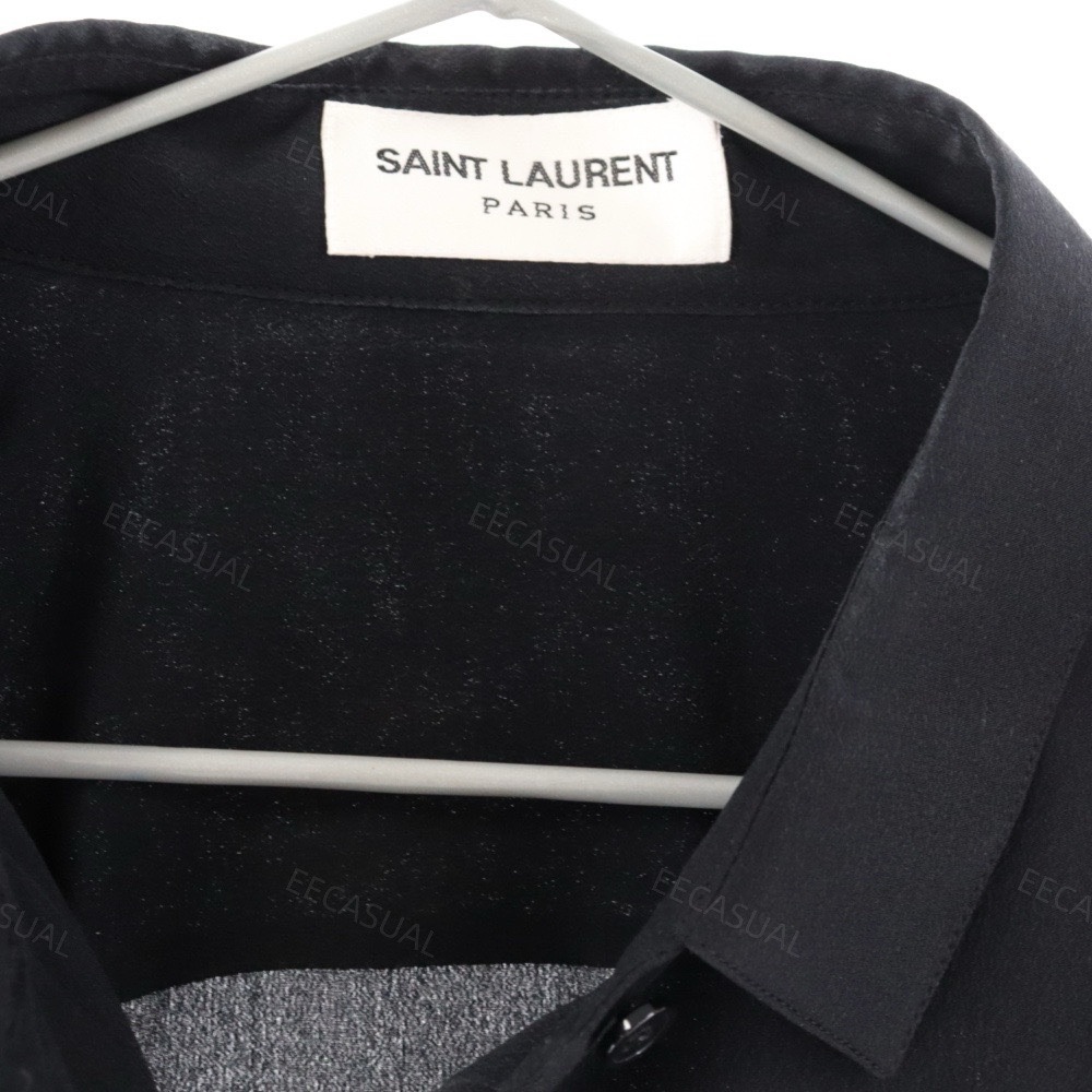 SAINT LAURENT PARIS slp黑色真丝衬衫 19SS-图2