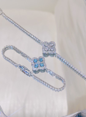 精致轻奢满钻手链高级感四叶草