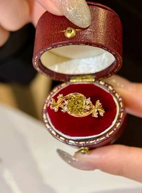 方糖藤蔓缠绕方钻花卉高碳钻戒指