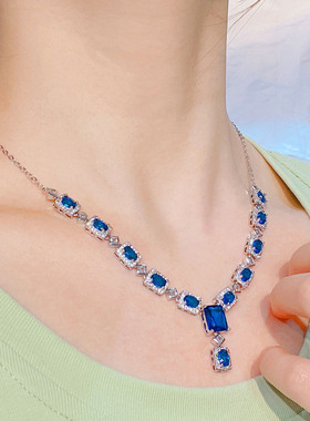 高定设计蓝宝石项链晚装链女套链