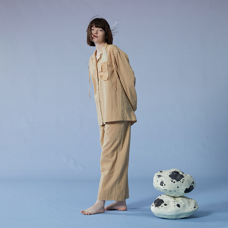 朵朵可可睡衣女春夏新款梭织提花翻领长袖长裤纯棉简约家居服套装,淘宝优惠券,粉丝福利购,淘宝优惠卷