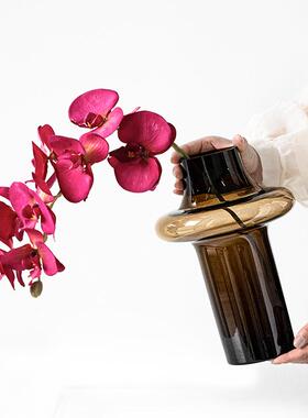 客厅摆件棕黄色加厚花瓶茉澈中古