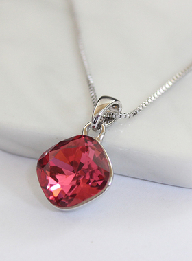 方形短款耳环时尚风饰品蓝色水晶