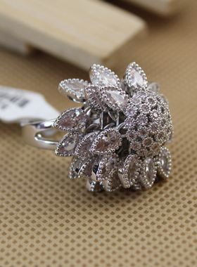 其它女合金民族风闪钻戒指