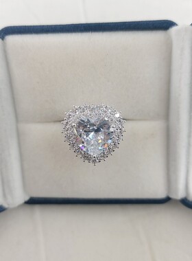 2024新款爱心绿水晶戒指气质高级彩宝豪华绿晶宝石指环开口可调节