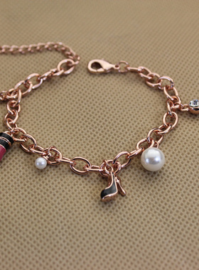 时尚风口红珍珠高跟鞋饰品手环