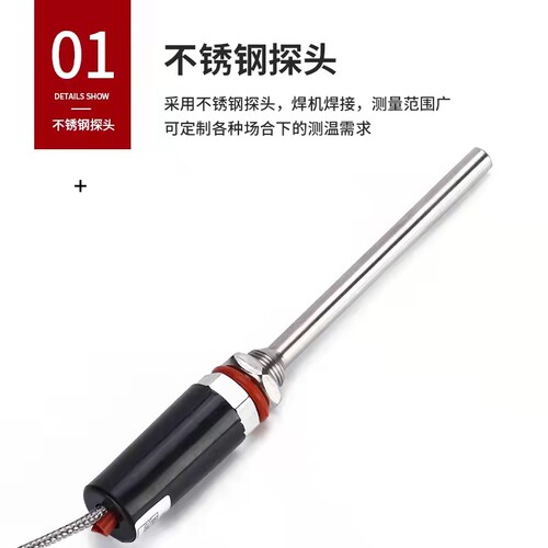 WZP-187热电偶 PT100传感器探头 A级高精度热电阻 铂热电阻 - 图2
