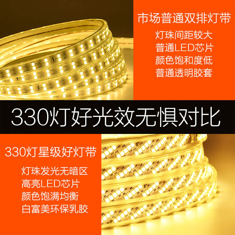 led灯带客厅家用吊顶超亮长条软灯条户外防水三色线灯条浪漫3米装_虎窝淘