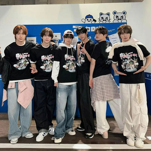 TWS一周年纪念周边同款短袖T恤kpop衣服棉宽松打底衫男女款春夏季 - 图0