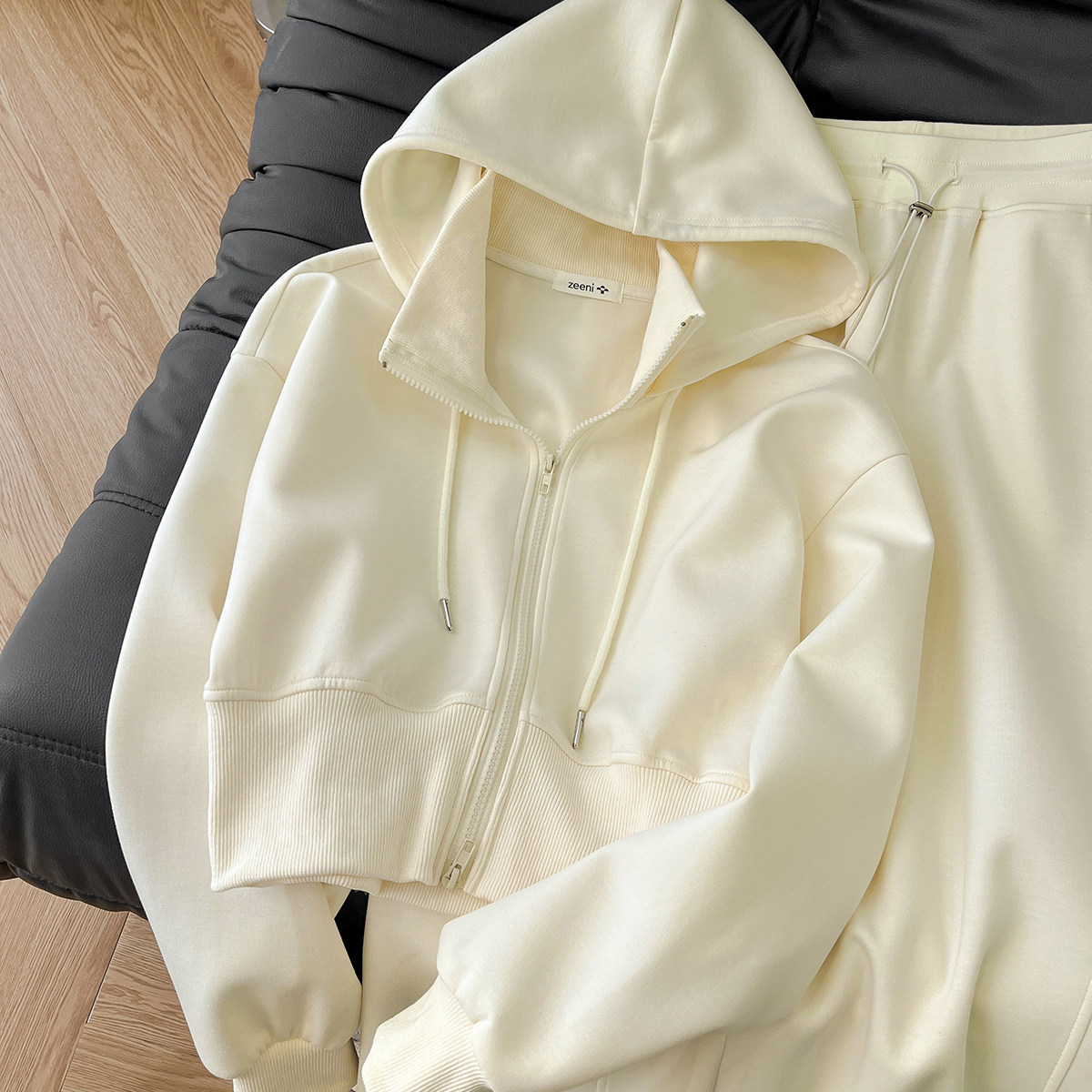 舒适哲学！连帽短款卫衣开衫外套女休闲运动裤高级感松弛慵懒套装,淘宝优惠券,粉丝福利购,淘宝优惠卷