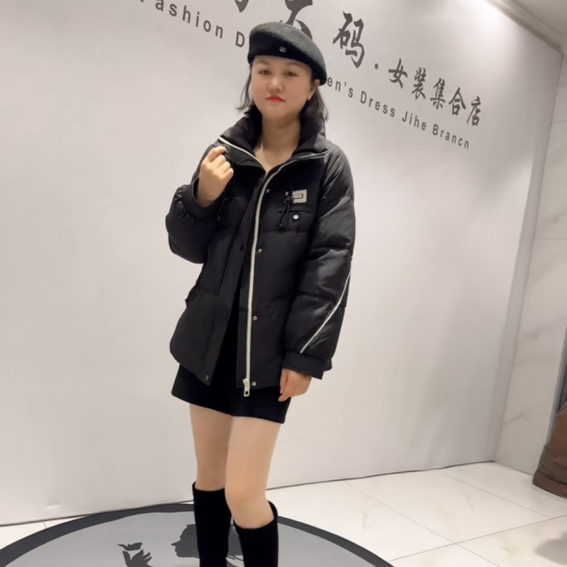 芮娜依莲9522冬季新款羽绒服加大码女装胖妹妹宽松显瘦厚外套上衣 - 图0
