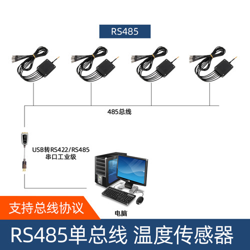 多路测温采集通信模块RS485温度传感器18B20探头变送器串口记录仪 - 图1